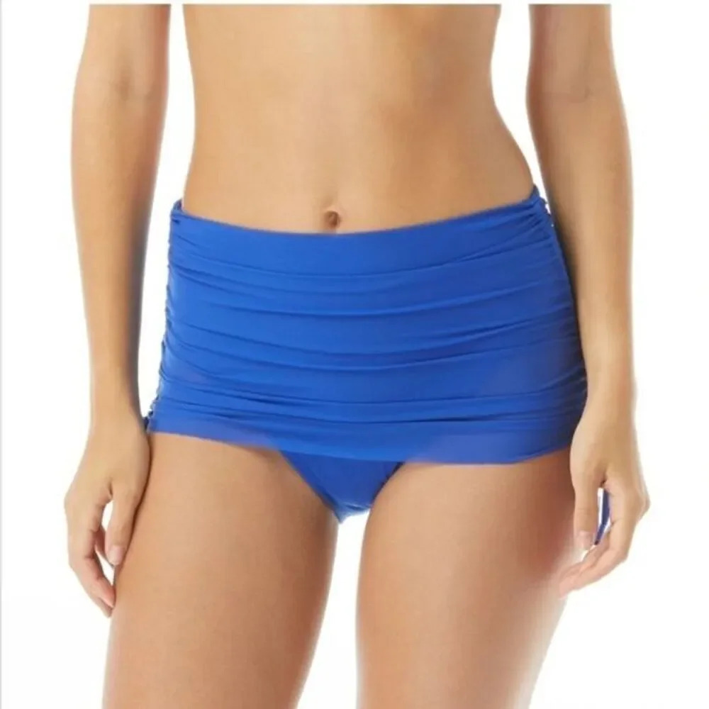 NWOT Carmen Marc Valvo Side Tie Mesh Overlay High Waist Bikini Bottom
